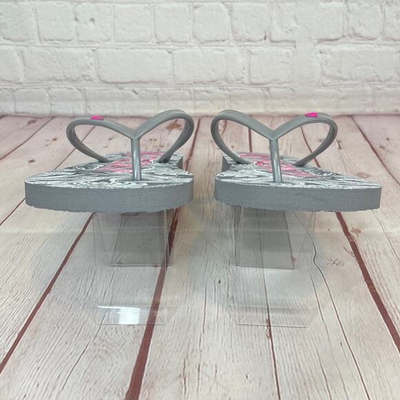 Roxy Melon III Gray Pink Floral Flip Flops Sandals Women’s Size 10 - Picture 5 of 11